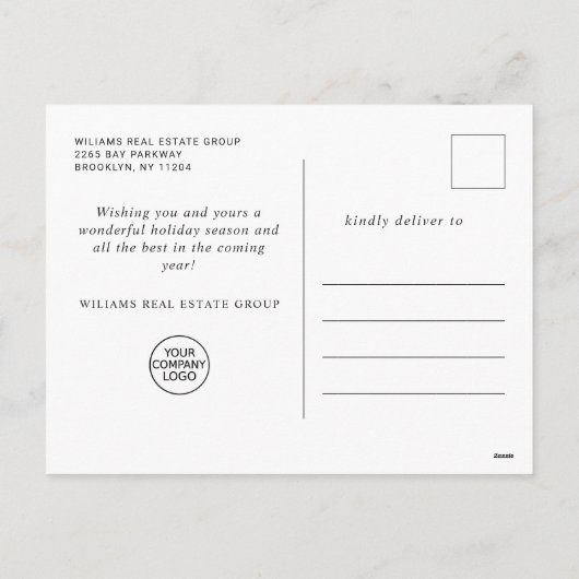 Elegante Pine Tree Christmas Company Groet Feestdagenkaart (Achterkant)