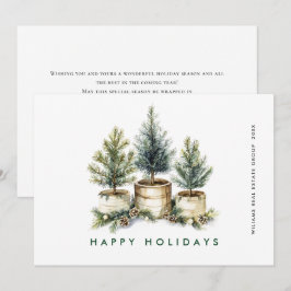 Elegante Pine Tree Christmas Company Groet Feestdagenkaart