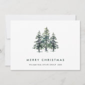 Elegante Pine Tree Christmas Company Groet Feestdagenkaart (Voorkant)
