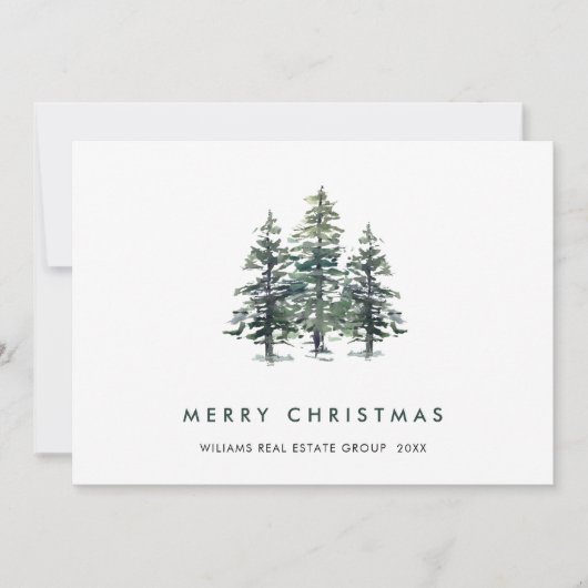Elegante Pine Tree Christmas Company Groet Feestdagenkaart (Voorkant)