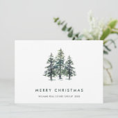 Elegante Pine Tree Christmas Company Groet Feestdagenkaart (Staand voorkant)