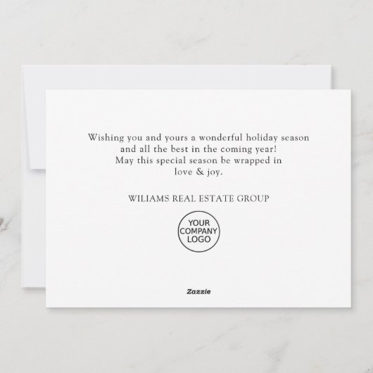 Elegante Pine Tree Christmas Company Groet Feestdagenkaart (Achterkant)