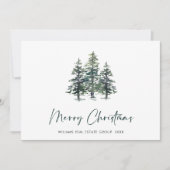 Elegante Pine Tree Christmas Company Groet Feestdagenkaart (Voorkant)