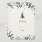 Elegante Pine Tree & Foliage Seizoenen Groeten Inv Kaart (Voorkant / Achterkant)