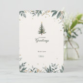 Elegante Pine Tree & Foliage Seizoenen Groeten Inv Kaart (Staand voorkant)