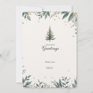 Elegante Pine Tree & Foliage Seizoenen Groeten Inv Kaart