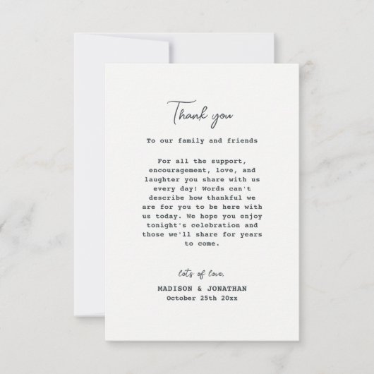 Elegante Pine Tree Mountain Tree Eenvoudige bruilo Bedankkaart (Voorkant)