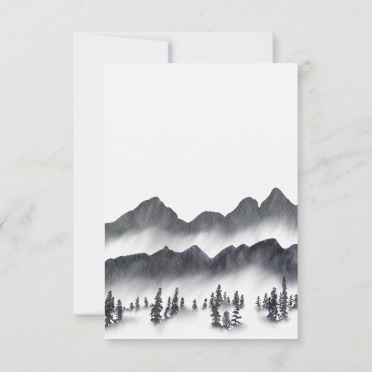 Elegante Pine Tree Mountain Tree Eenvoudige bruilo Bedankkaart (Achterkant)