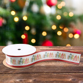 Elegante Pine Tree Waterverf Kerstvakantie Satijnen Lint