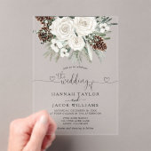 Elegante Pine Winter Wedding Acryl Uitnodigingen (Insitu (Draagbaar))