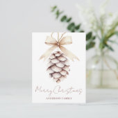 Elegante Pinecone Waterverf Kerst Feestdagenkaart (Staand voorkant)