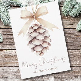 Elegante Pinecone Waterverf Kerst Feestdagenkaart