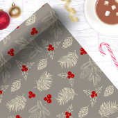 Elegante  Pinecones en bessen vakantie Cadeaupapier