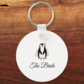 Elegante Pinguïn Bruid's Trouw Bruidsmeisjes Sleutelhanger (Achterkant)