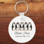 Elegante Pinguïn Bruid's Trouw Bruidsmeisjes Sleutelhanger (Voorkant)