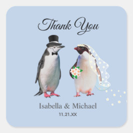 Elegante Pinguïn Koppel Bedankt Trouw Klassiek  Vierkante Sticker