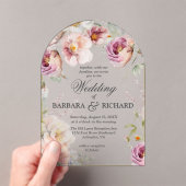Elegante Pink Arch Wildflower Waterverf bruiloft Acryl Uitnodigingen (Insitu (Draagbaar))