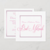 Elegante Pink Bat Mitswa Uitnodigingen (Voorkant / Achterkant)