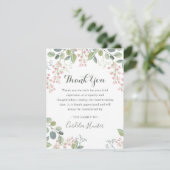 Elegante Pink Blossom Waterverf sympathie begrafen Bedankkaart (Staand voorkant)