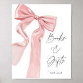 Elegante Pink Bow Baby shower Boeken en geschenken Poster (Voorkant)
