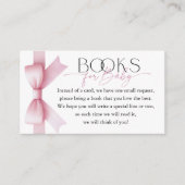 Elegante Pink Bow Coquette Boeken voor Baby shower Informatiekaartje (Voorkant)