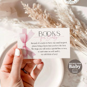 Elegante Pink Bow Coquette Boeken voor Baby shower Informatiekaartje