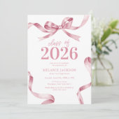 Elegante Pink Bow Graduation Party Kaart (Staand voorkant)