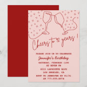 Elegante Pink Cheers Champagne 92e verjaardag Kaart (Voorkant / Achterkant)