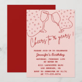 Elegante Pink Cheers Champagne 96ste verjaardag Kaart (Voorkant / Achterkant)