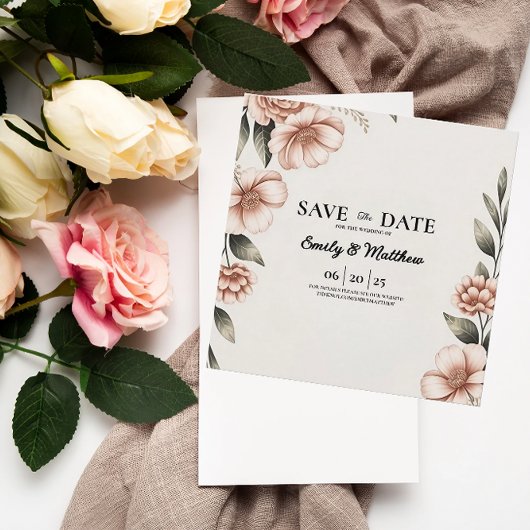 Elegante Pink Flower Designer Bewaar de datum Save The Date