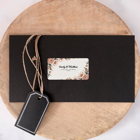 Elegante Pink Flower Designer Retour-adreslabels Etiket