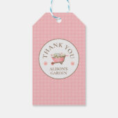 Elegante Pink Gingham Waterverf Tuin Dank u Cadeaulabel (Achterkant)