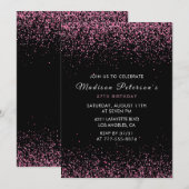 Elegante Pink Glitter Glam 37e verjaardag Kaart (Voorkant / Achterkant)