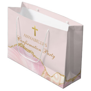 Elegante Pink Gouden Christelijke Bevestigingskrui Groot Cadeauzakje
