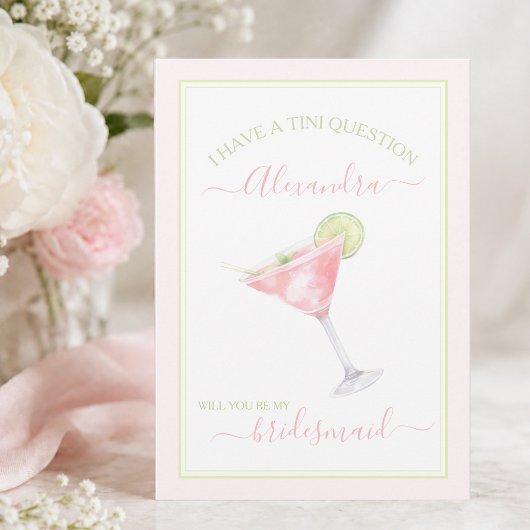 Elegante Pink Martini Bruidsmeisje Kaart