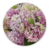 Elegante Pink Mauve Hydrangeas in Waterverf Keramische Knop (Voorkant)