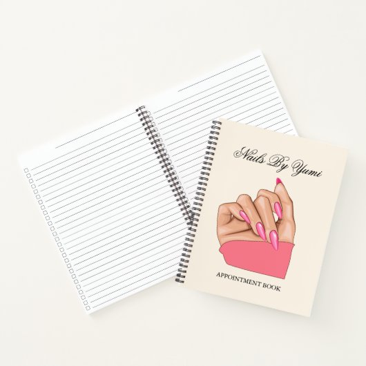 Elegante Pink Nails Manicurist Afspraak Salon Notitieboek (Binnen)