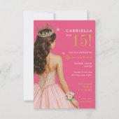 Elegante Pink Princess Quinceañera Party Kaart (Voorkant)
