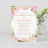 Elegante Pink Rose Retirement Party Kaart (Staand voorkant)