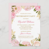 Elegante Pink Rose Retirement Party Kaart (Voorkant / Achterkant)