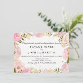 Elegante Pink Rose Wedding Repetitie Diner Uitnodi Kaart (Staand voorkant)