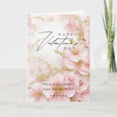 Elegante Pink Roses Valentijnsdag kaart voor haar (Voorkant)