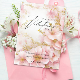 Elegante Pink Roses Valentijnsdag kaart voor haar