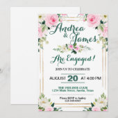 Elegante Pink Roses verlovingsfeest Kaart (Voorkant / Achterkant)