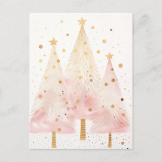 Elegante pinke und goldene Weihnachtsbäume  Briefkaart