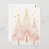 Elegante pinke und goldene Weihnachtsbäume Briefkaart (Voorkant / Achterkant)