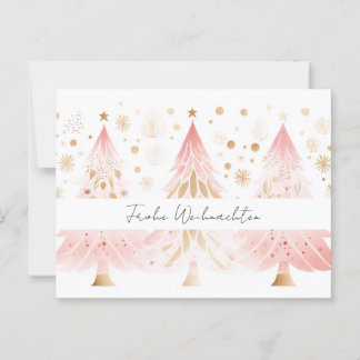 Elegante pinke und goldene Weihnachtsbäume Briefkaart