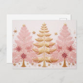 Elegante pinke und goldene Weihnachtsbäume Briefkaart (Voorkant / Achterkant)