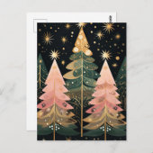 Elegante pinke und grüne Weihnachtsbäume  Briefkaart (Voorkant / Achterkant)