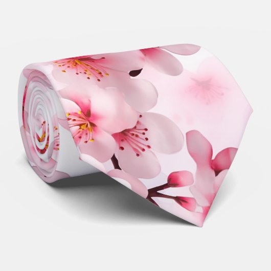 Elegante Pinky Cherry Blossom Stropdas (Opgerold)